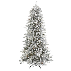 7.5’ Flocked Livingston Fir Artificial Christmas Tree with Pine Cones