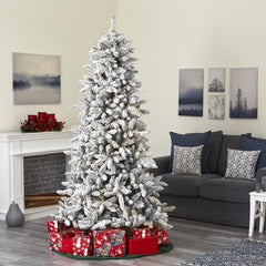 7.5’ Flocked Livingston Fir Artificial Christmas Tree with Pine Cones