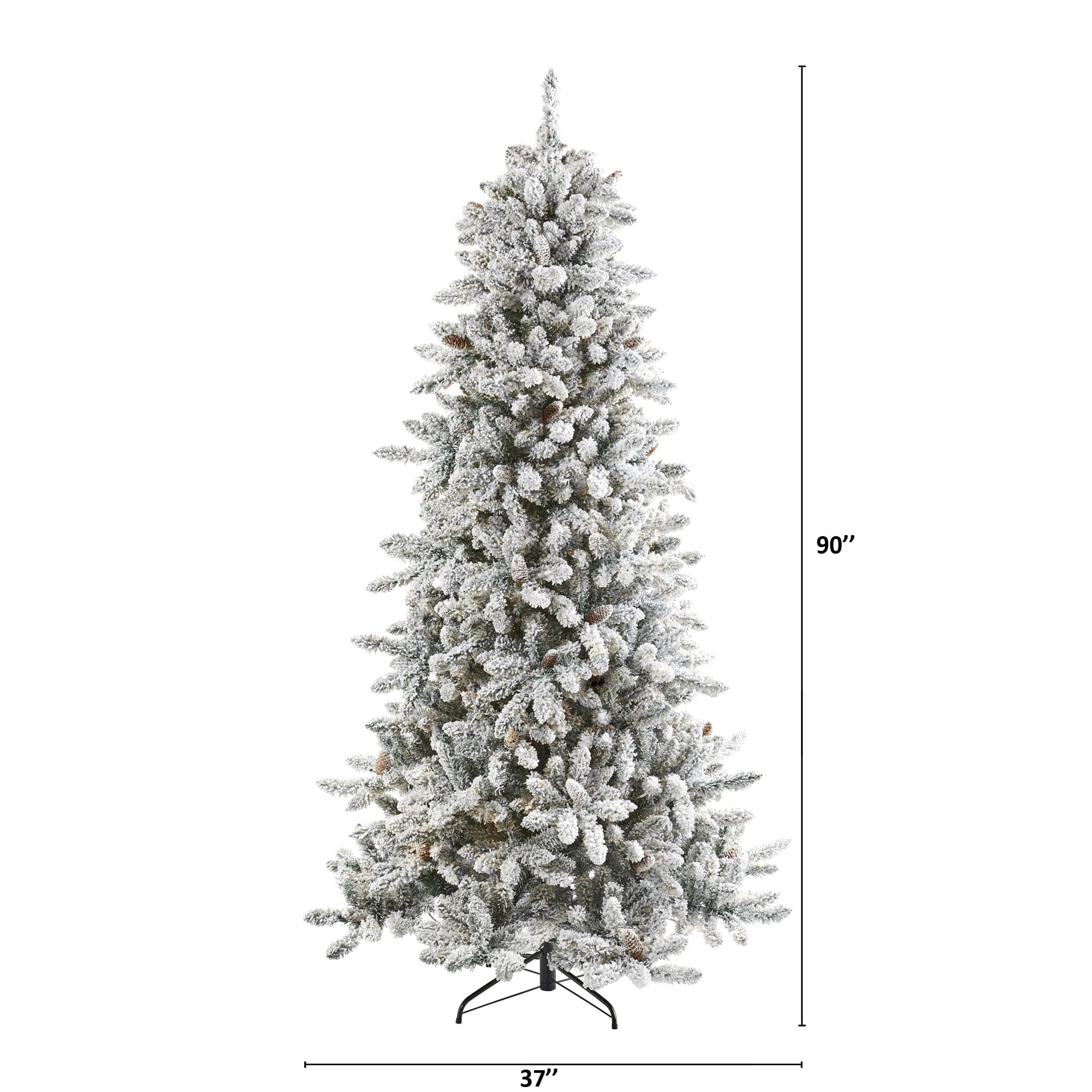 7.5’ Flocked Livingston Fir Artificial Christmas Tree with Pine Cones
