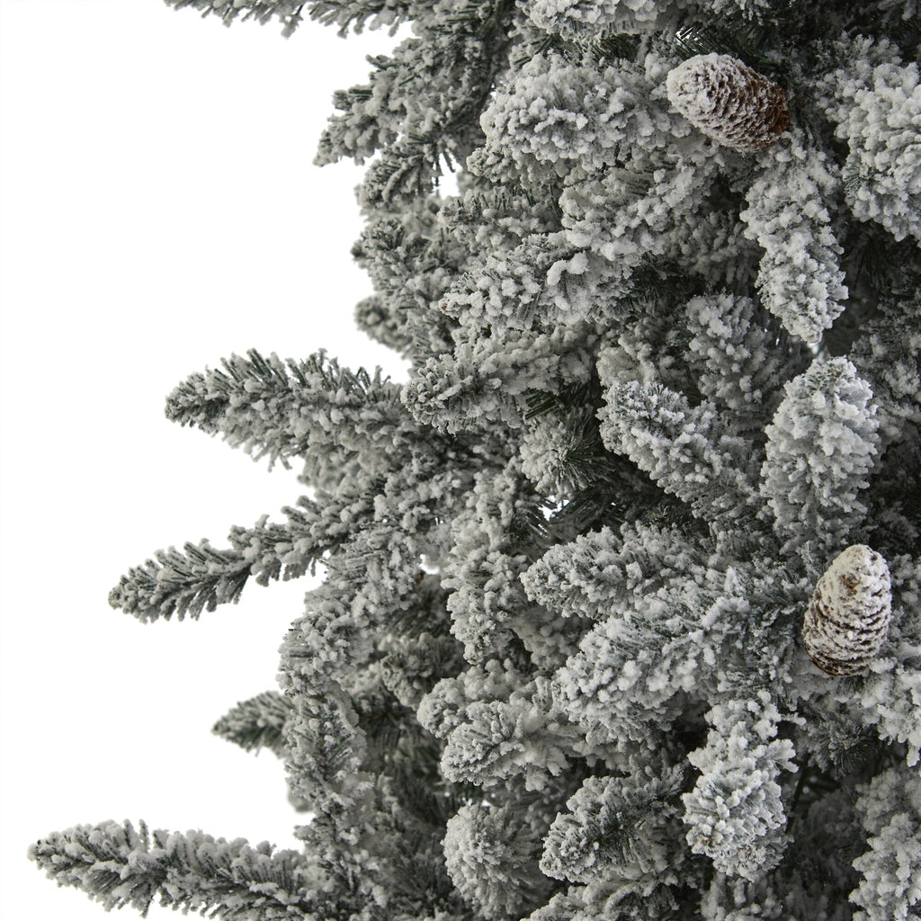 7.5’ Flocked Livingston Fir Artificial Christmas Tree with Pine Cones