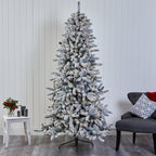 7.5’ Flocked Livingston Fir Artificial Christmas Tree with Pine Cones