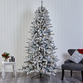 7.5’ Flocked Livingston Fir Artificial Christmas Tree with Pine Cones