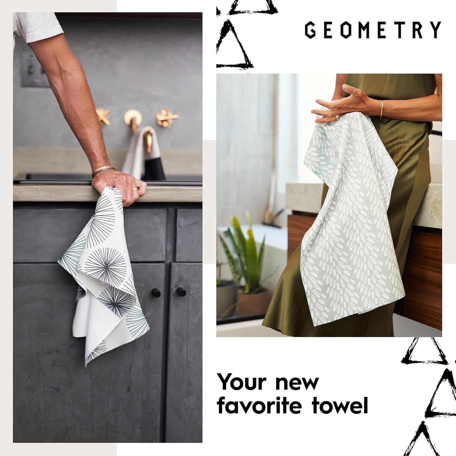 Ghosting Around Geometry Tea Towel