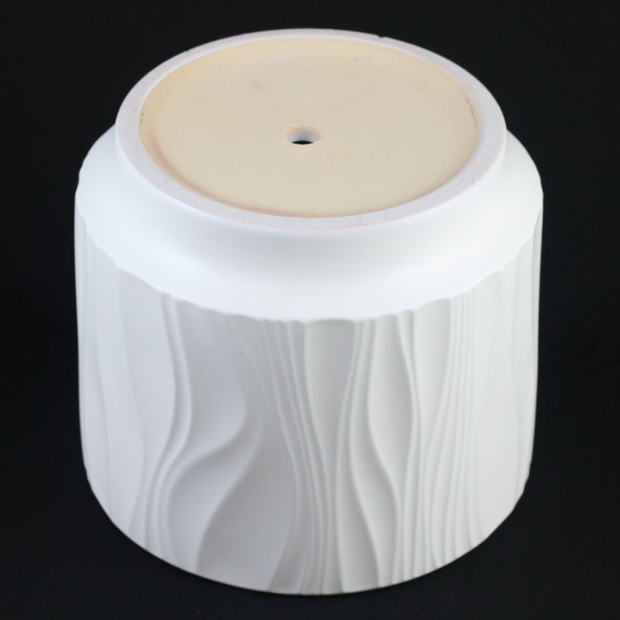 3-Piece White Stoneware Planter Pot Set with Embossed Texture