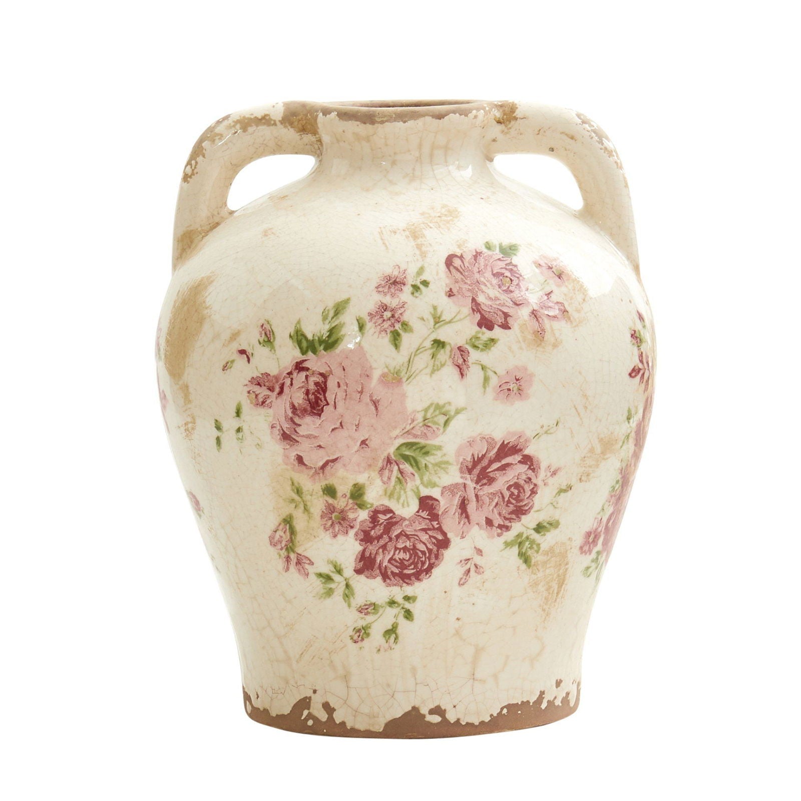 8” Tuscan Ceramic Floral Print Vase - Rivour Home