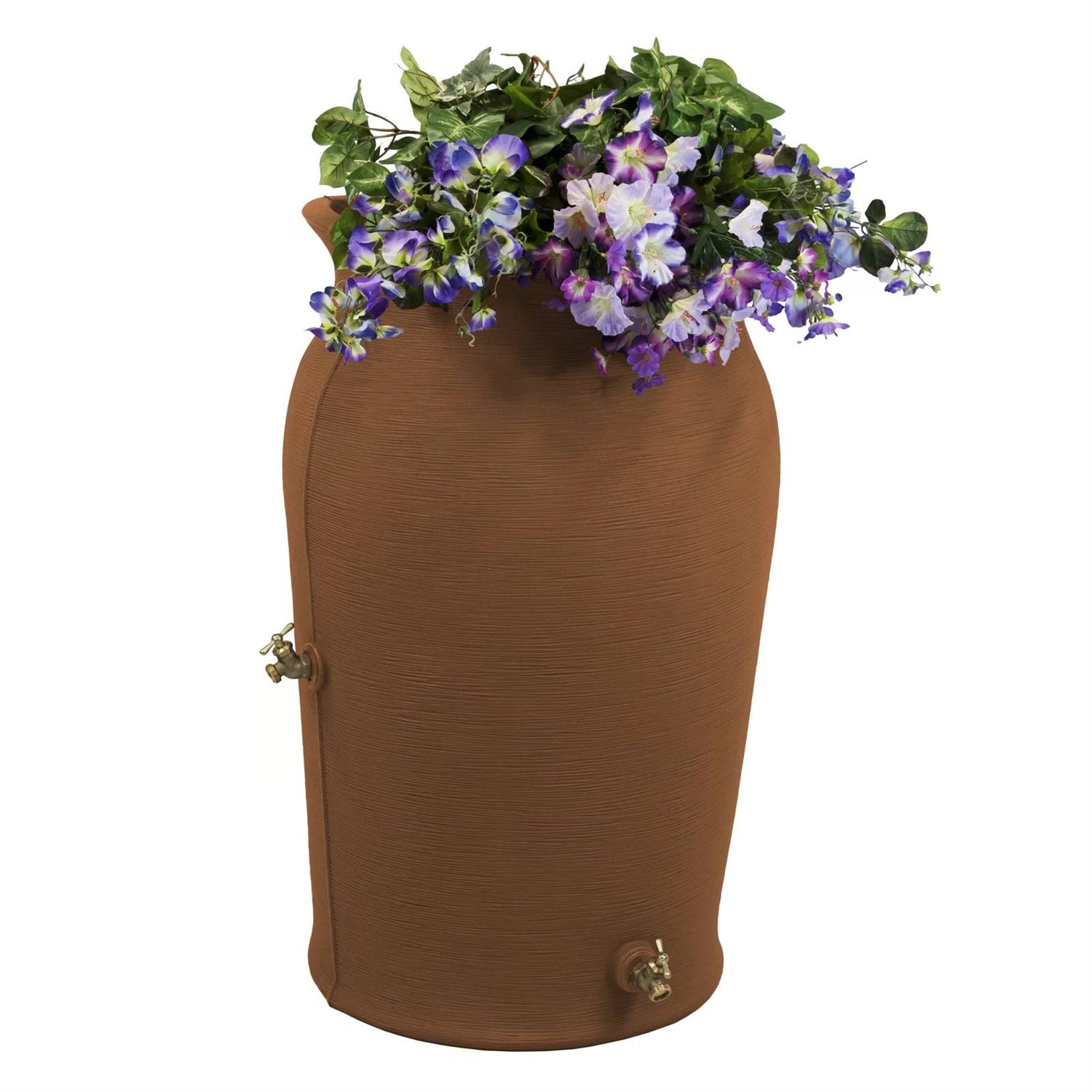 Terra Cotta 50-Gallon Plastic Urn Rain Barrel with Planter Top Main image