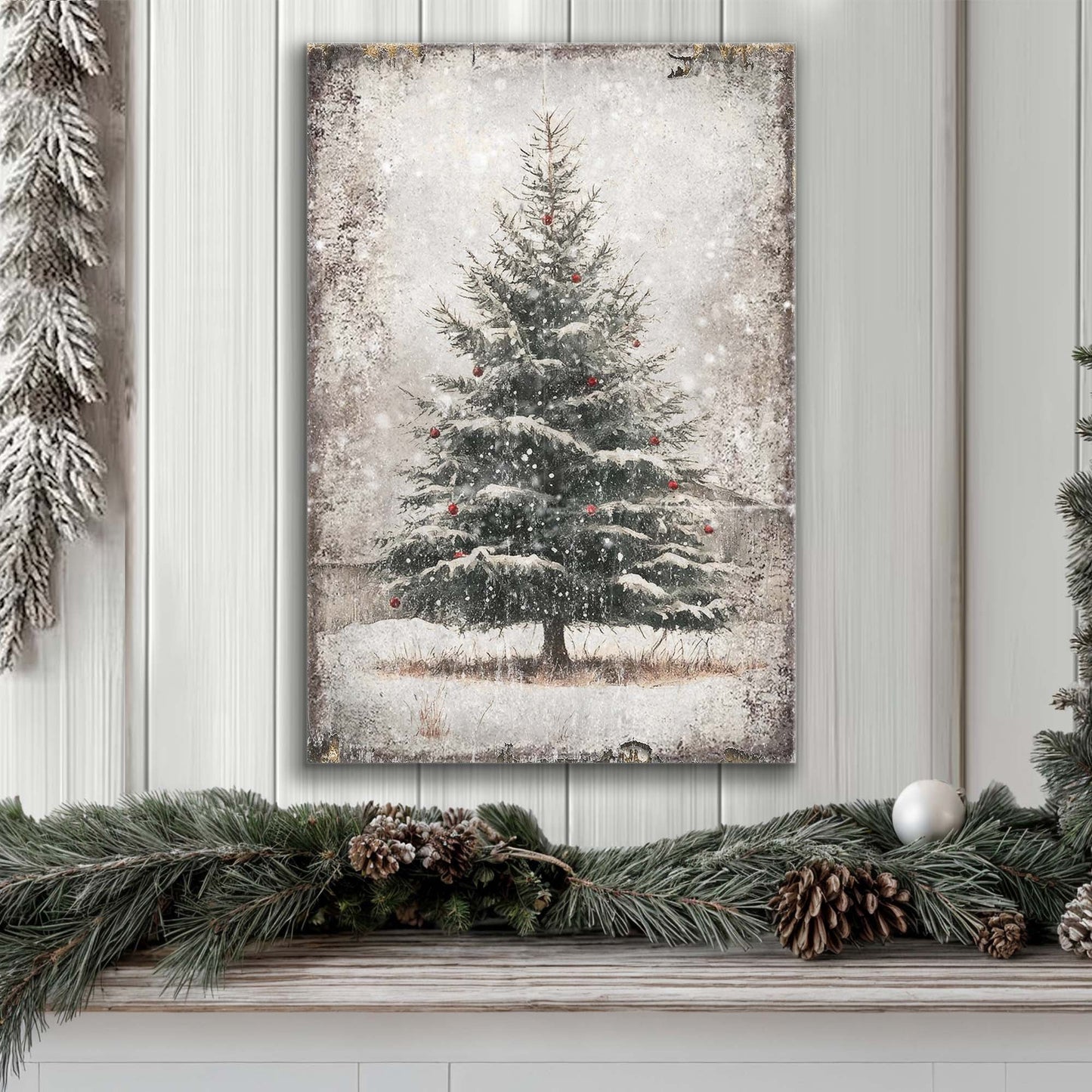 Vintage Pine Tree Christmas Wall Art III