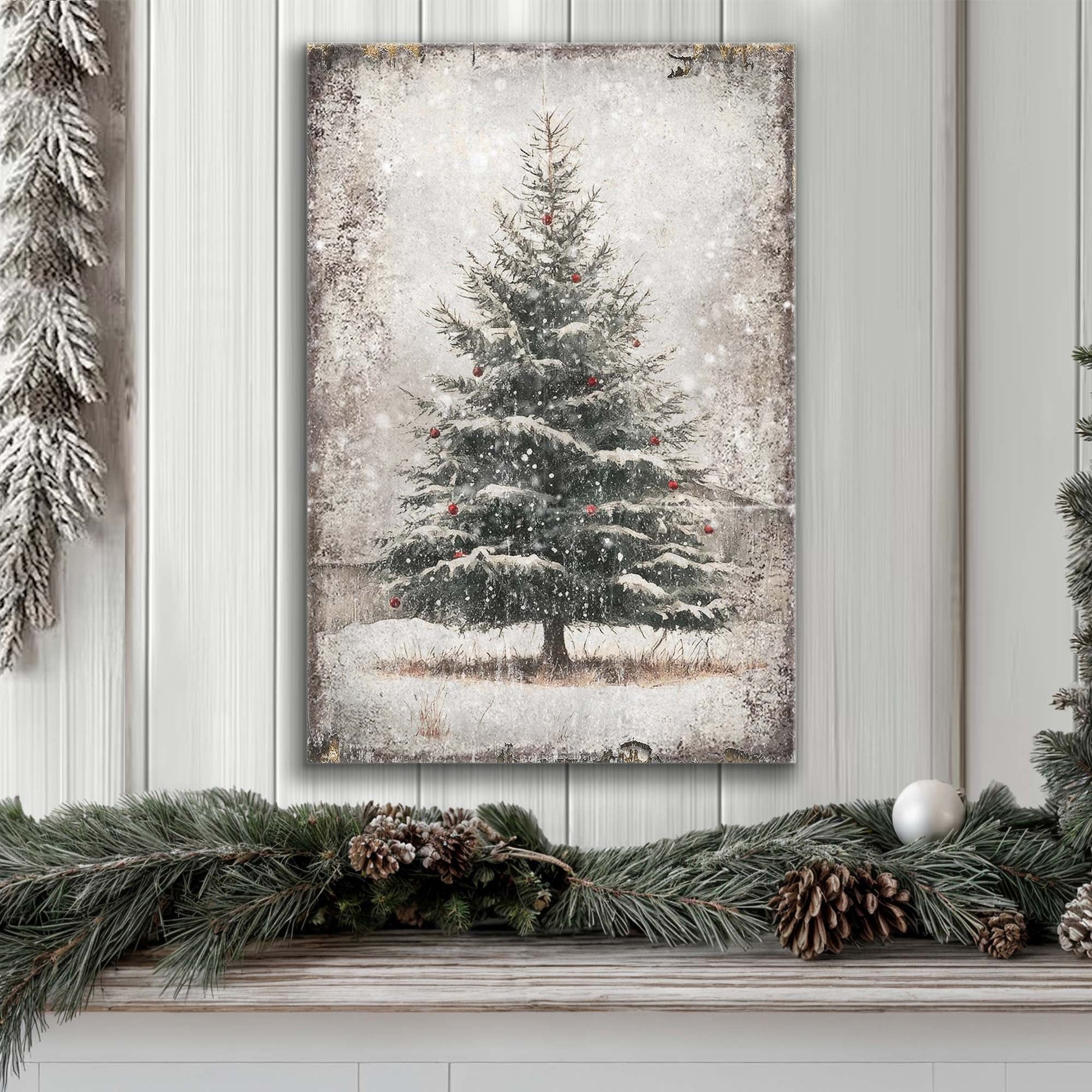 Vintage Pine Tree Christmas Wall Art III