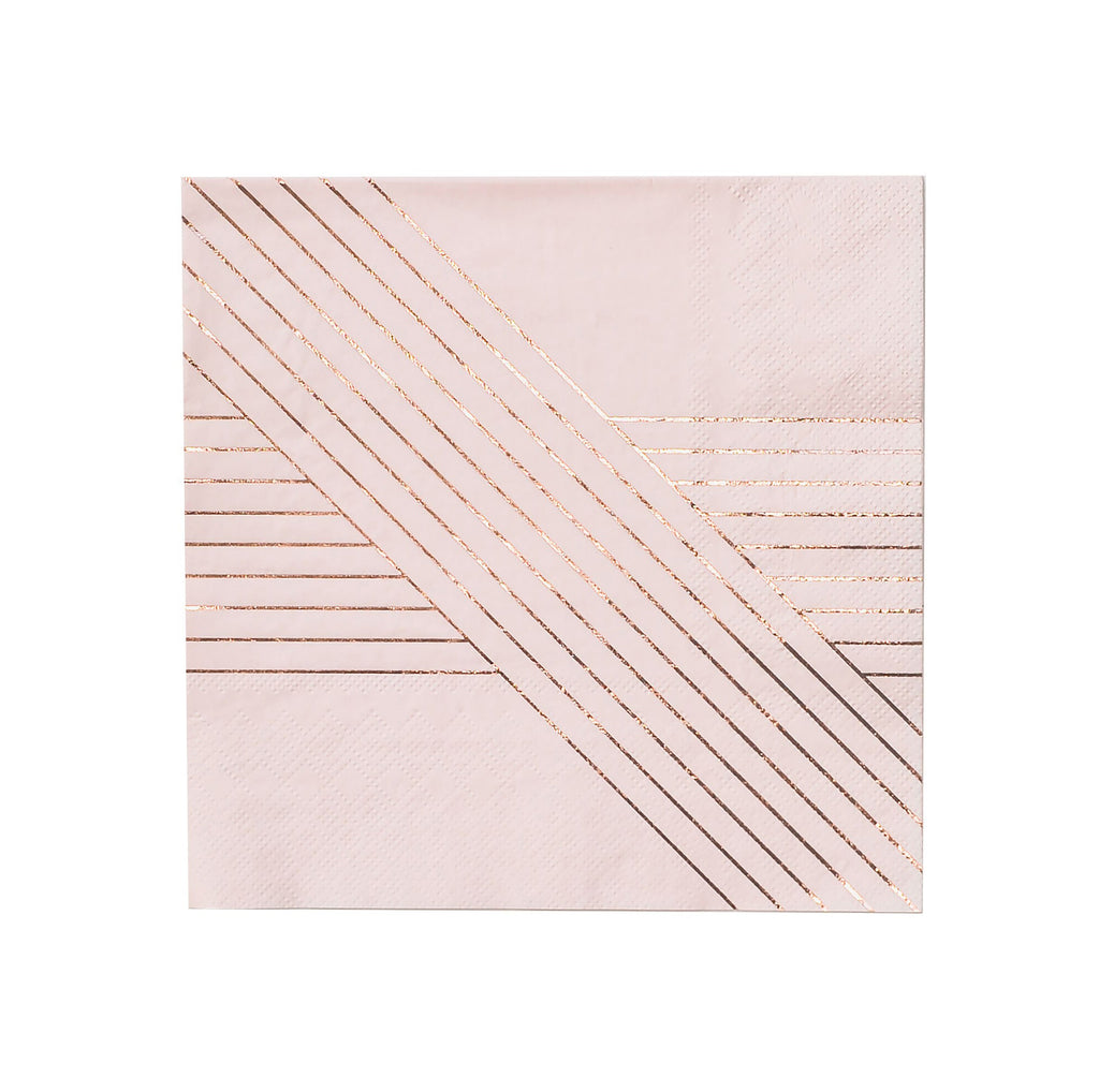 Amethyst - Pale Pink Striped Lunch Paper Napkins
