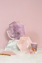 Amethyst - Pale Pink Striped Small Paper Plates