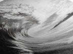 Ocean Wave Curl, Sea Barrel Art, Surf Power Print, Framed Canvas Print, Bathroom Wall Art, Modern Beach Decor, Black White Seascape