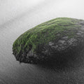 Moss Rock Minimal, Green Accent Art, Coastal Zen Decor, Framed Canvas Print, Modern Neutral Room, Nature Wall Aesthetic