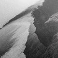 Misty Coastline, Pine Forest, Foggy Morning, Framed Canvas Print, Moody Nature Decor, Living Room Wall Art, Monochrome Style