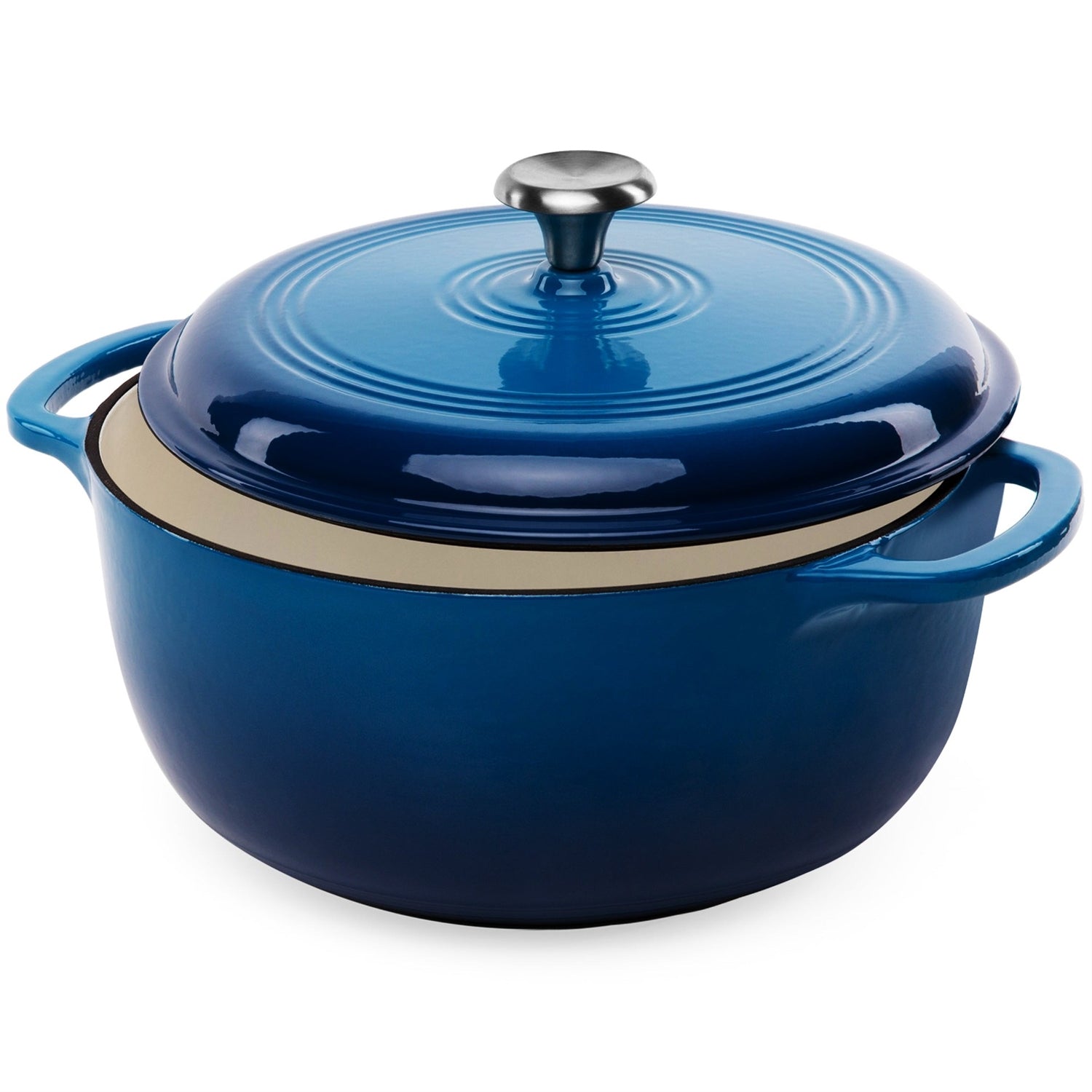 6 Quart Large Blue Enamel Cast-Iron Dutch Oven Kitchen Cookware Main image