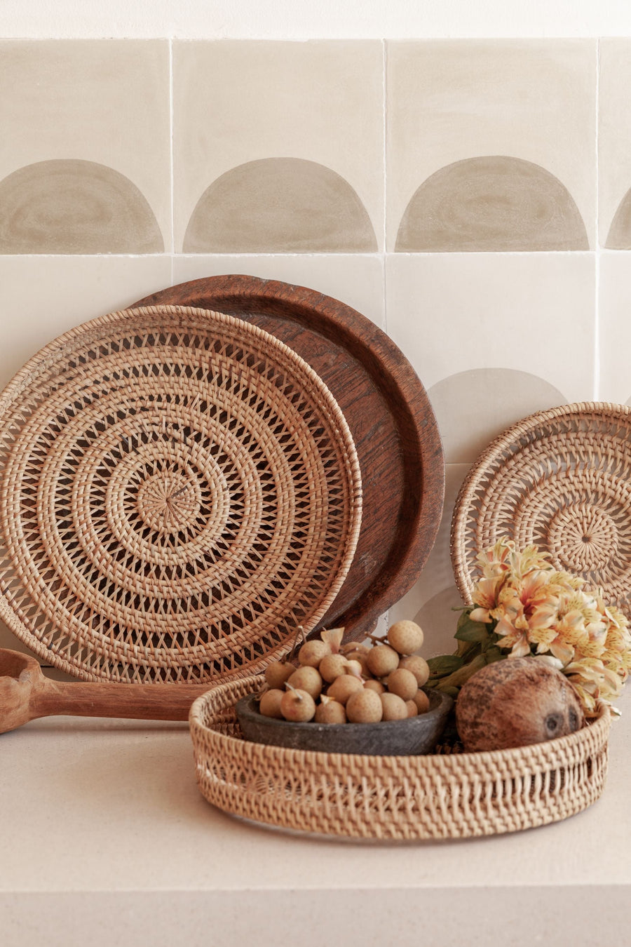Round Woven Tray Set of 3
