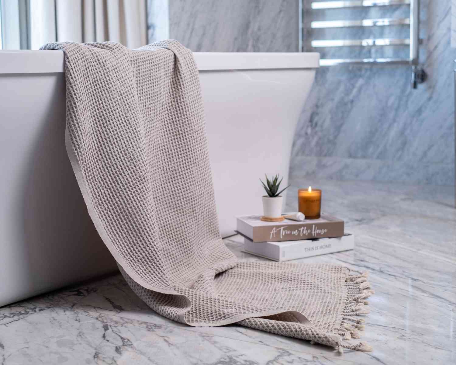 Waffle Turkish Towel Beige Bath Towel
