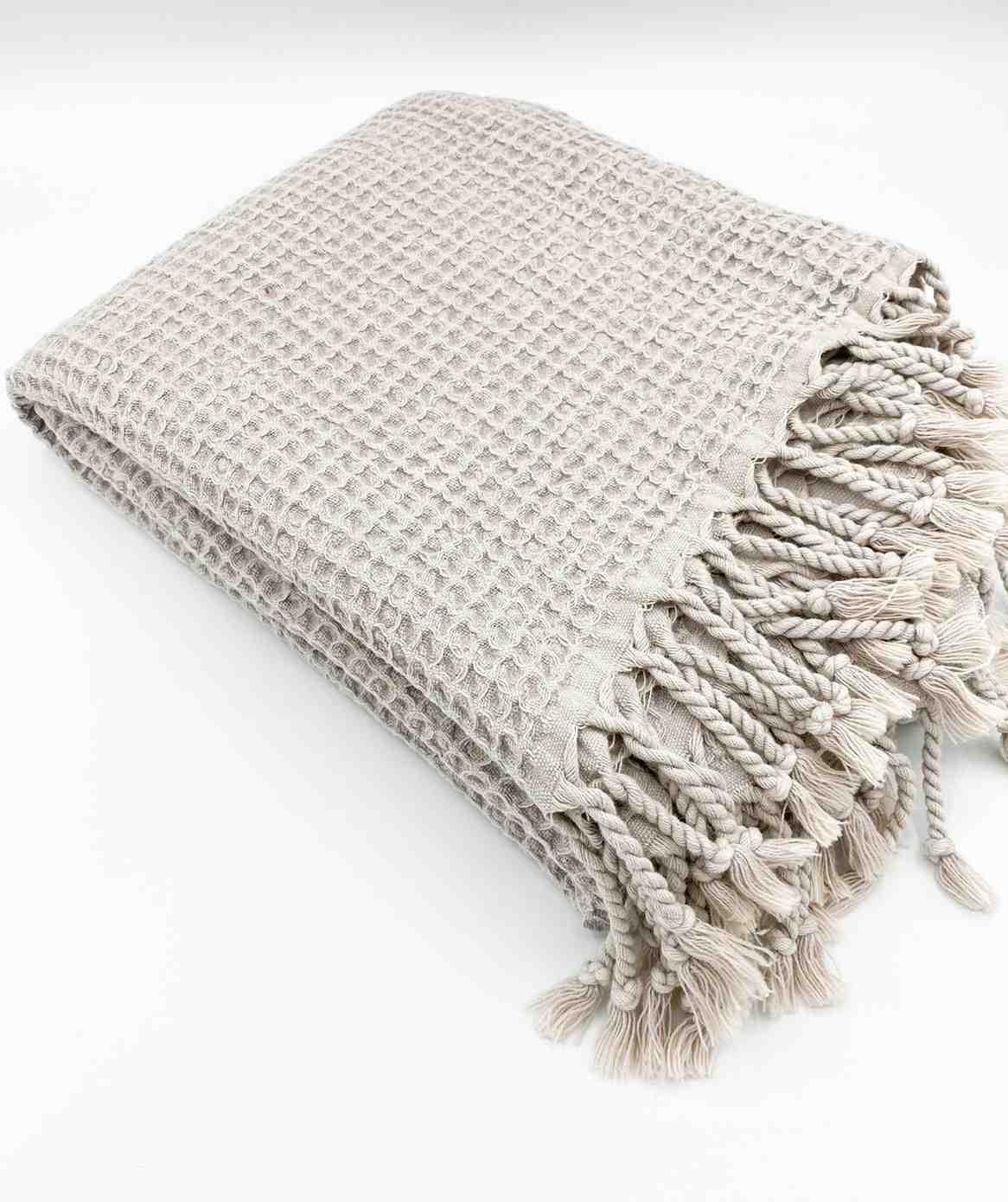 Waffle Turkish Towel Beige Bath&Hand Towel(Set)
