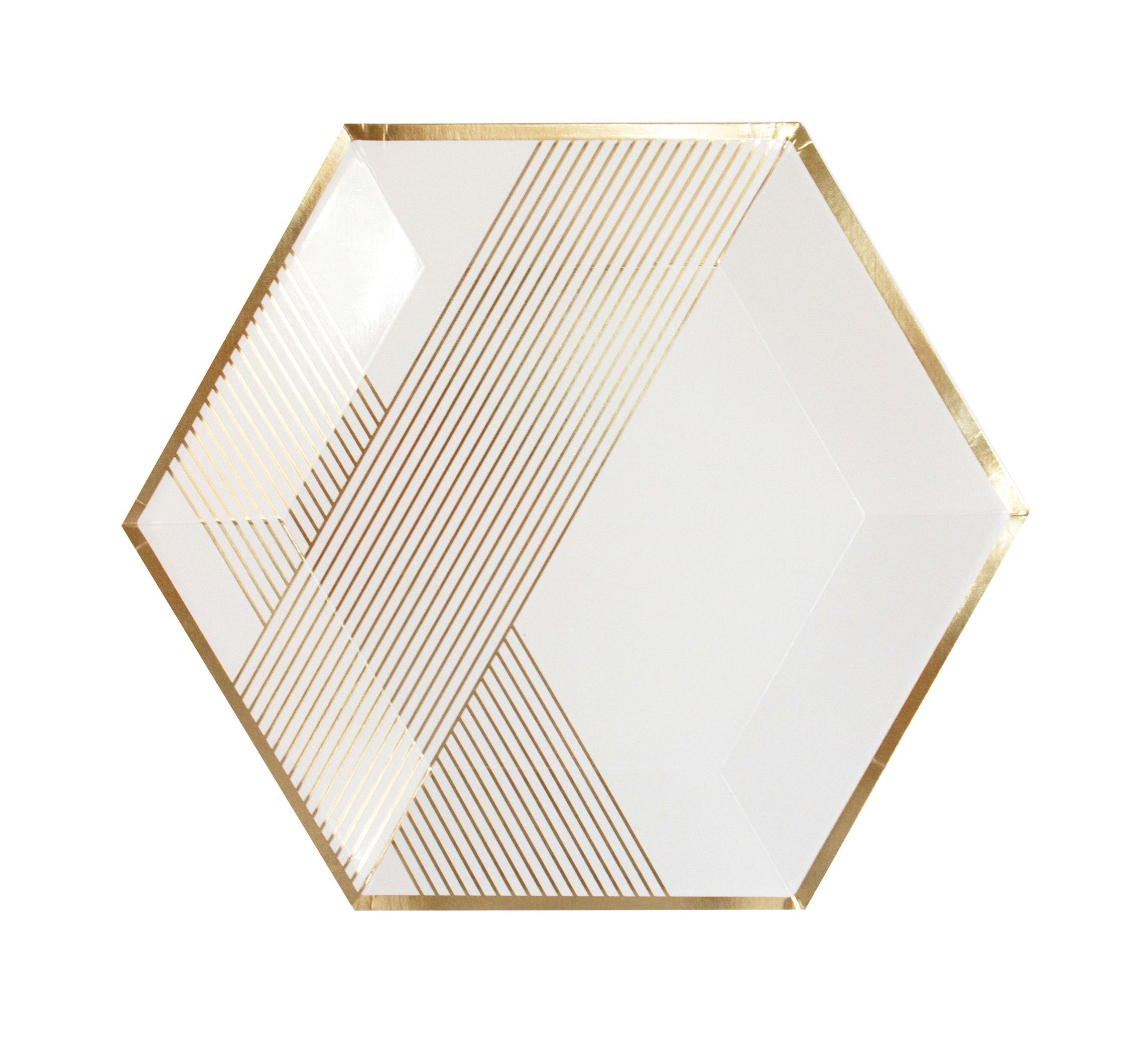 Blanc - White Striped Premium Large Paper Plates Main image