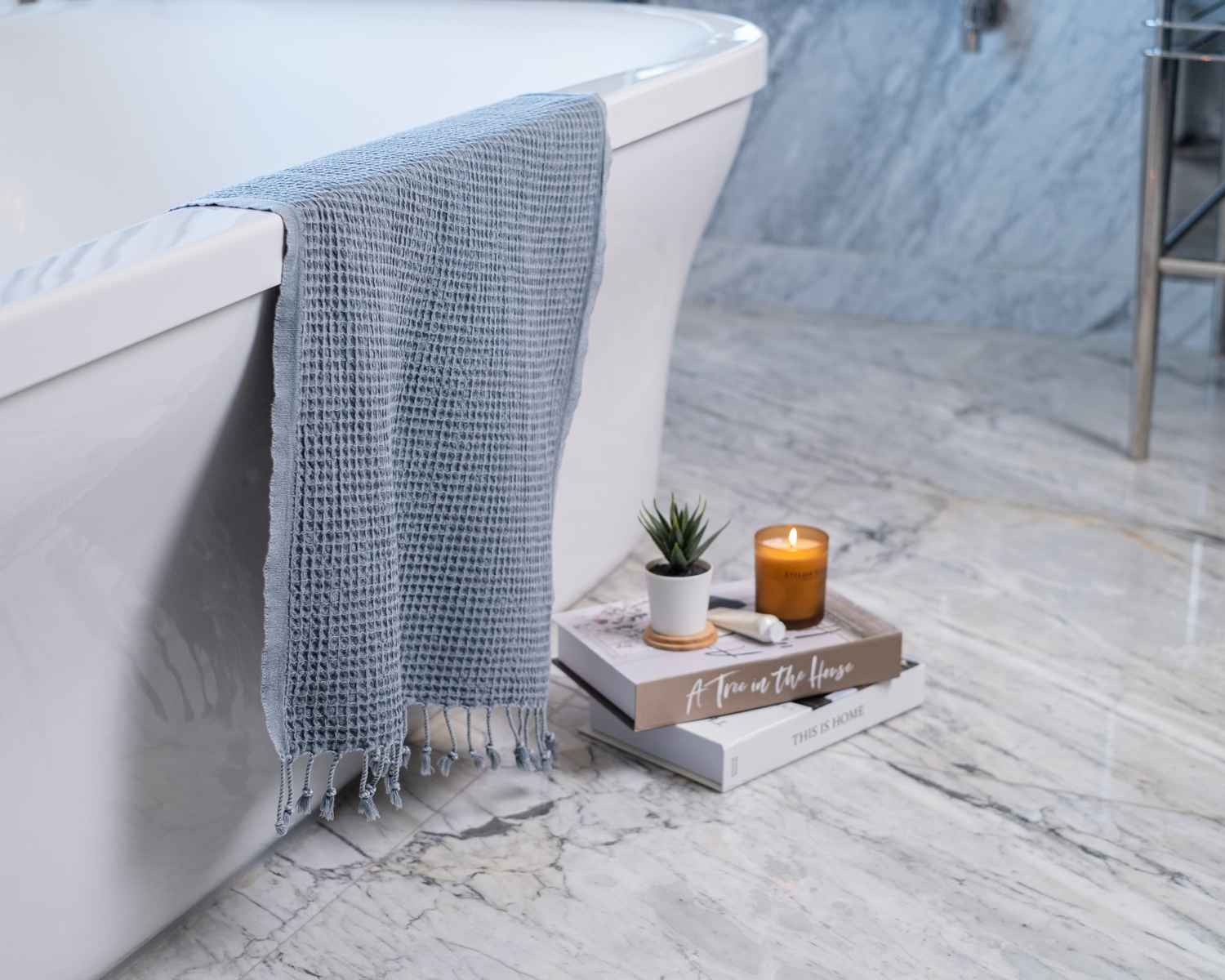 Waffle Turkish Towel Bluish Gray Hand Towel