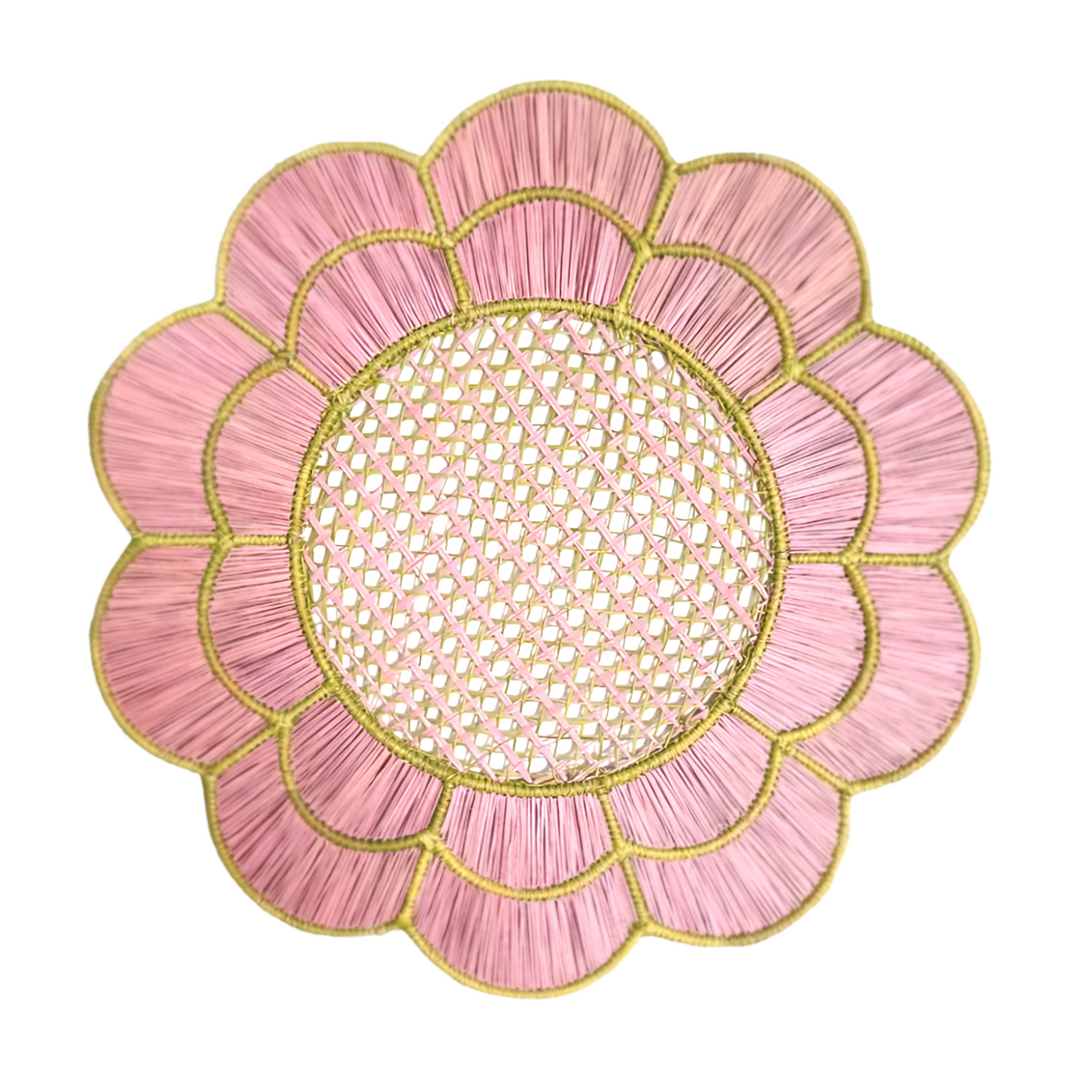 Blush Bloom Handwoven Iraca Placemat - Lilly Pulitzer Inspired Style
