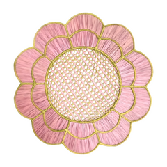 Blush Bloom Handwoven Iraca Placemat - Lilly Pulitzer Inspired Style