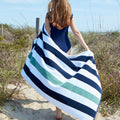 Midnight Blue & Seafoam Classic Cabana Beach Towel
