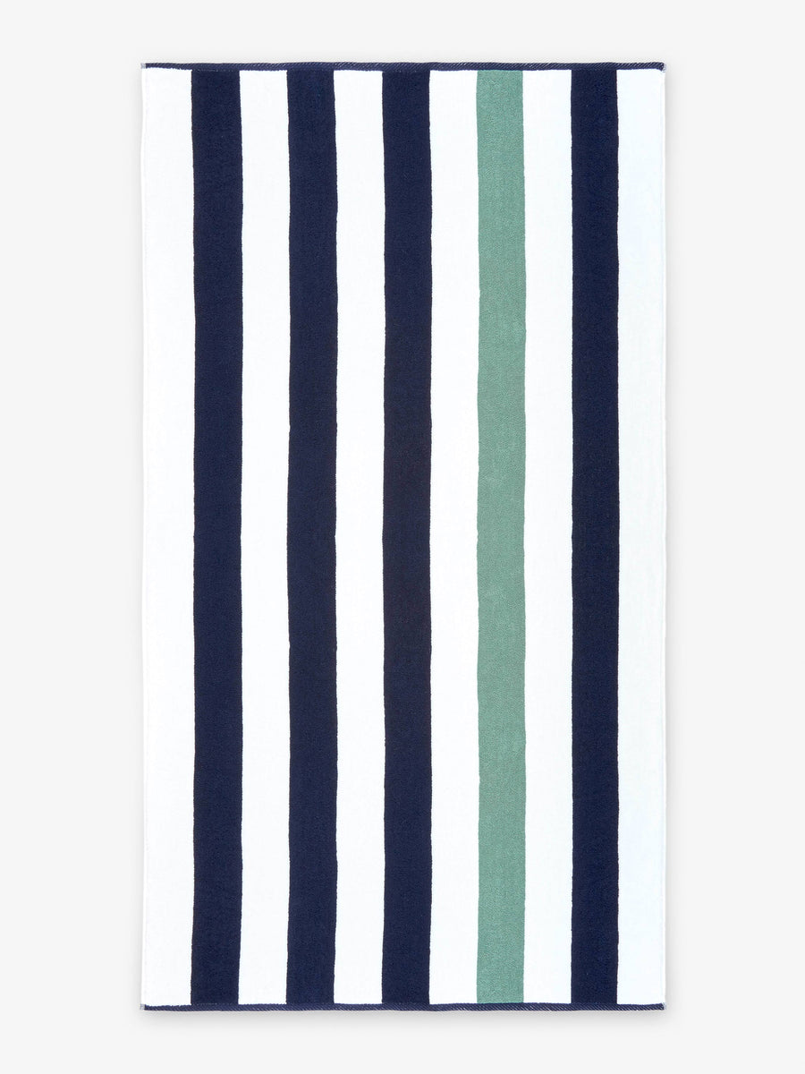 Midnight Blue & Seafoam Classic Cabana Beach Towel