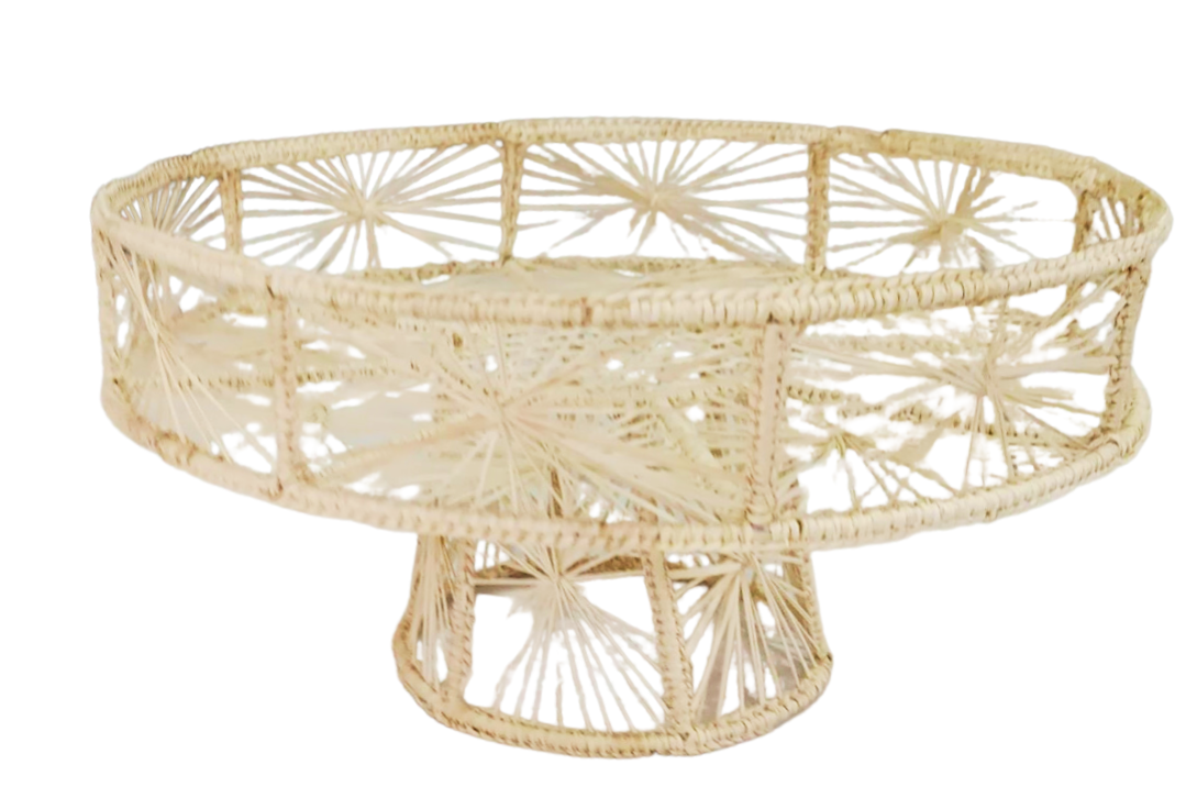 Starburst Handwoven Iraca Fruit Stand Classic Solid Color Natural