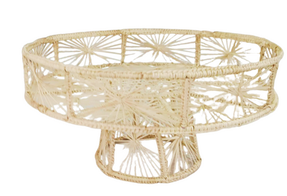 Starburst Handwoven Iraca Fruit Stand Classic Solid Color Natural