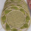 Caracol Handwoven Iraca Placemat Natural Palm with Color Accents Light Green