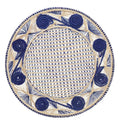 Caracol Handwoven Iraca Placemat Natural Palm with Color Accents Navy Blue