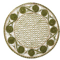 Caracol Handwoven Iraca Placemat Natural Palm with Color Accents Dark Green