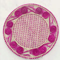 Caracol Handwoven Iraca Placemat Natural Palm with Color Accents Hot Pink