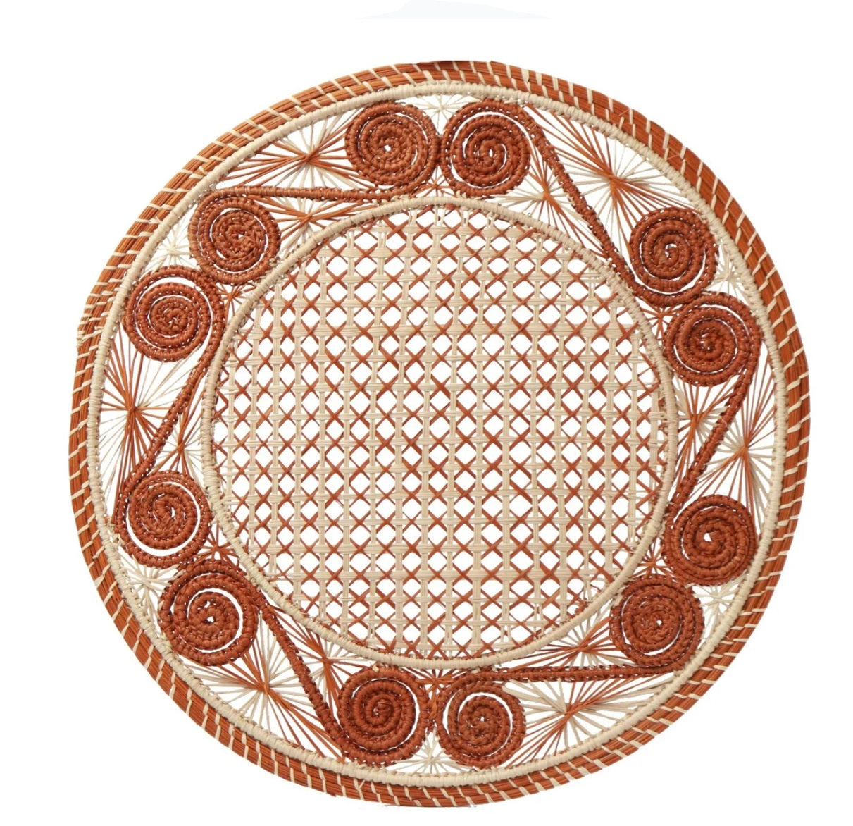 Caracol Handwoven Iraca Placemat Natural Palm with Color Accents