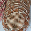 Caracol Handwoven Iraca Placemat Natural Palm with Color Accents Tan