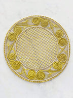 Caracol Handwoven Iraca Placemat Natural Palm with Color Accents Yellow