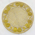 Caracol Handwoven Iraca Placemat Natural Palm with Color Accents Yellow