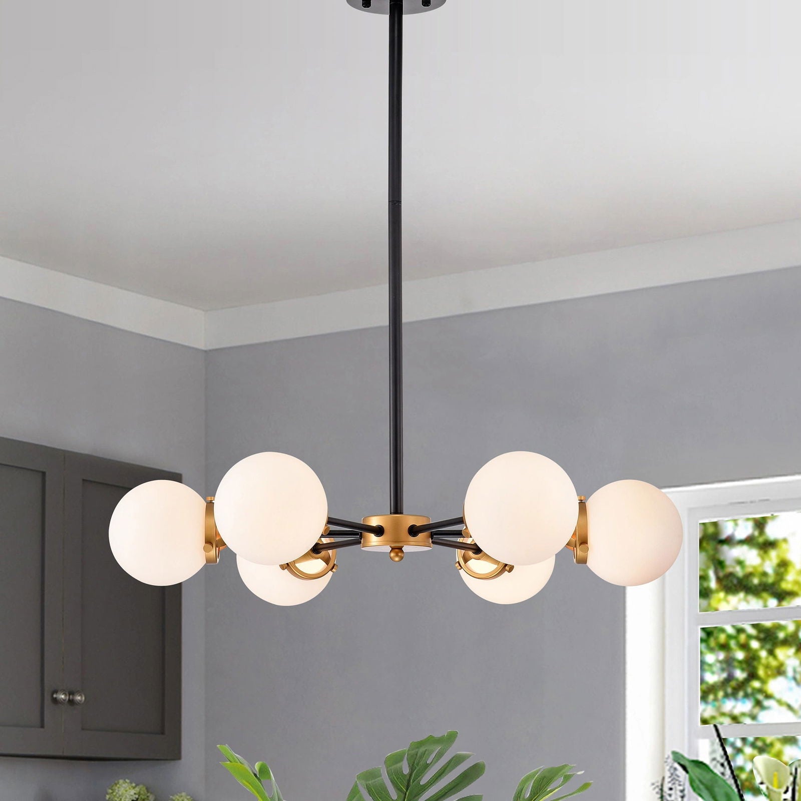 Chevalier 26 Inch Matte Black And Gold With 6 Light Chandelier Default Title Main image