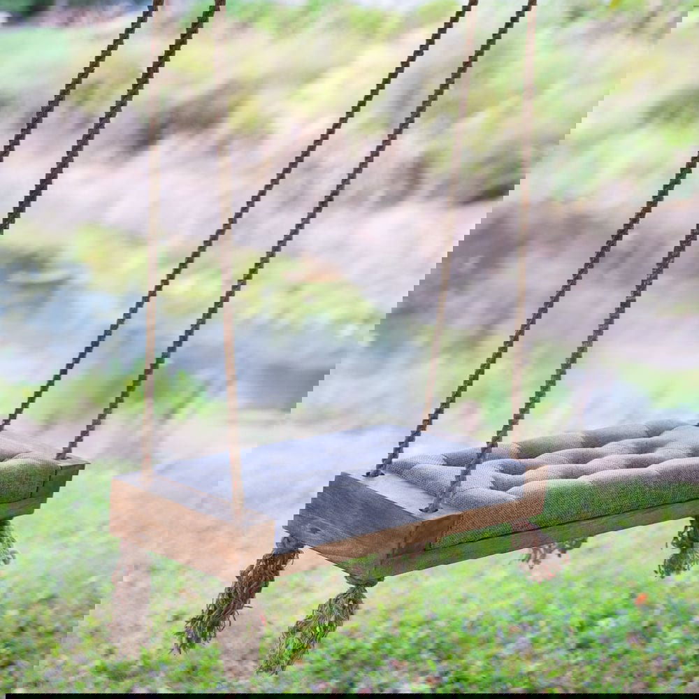 Comfort Crafted Padded Wooden Swing with Jute Rope Default Title