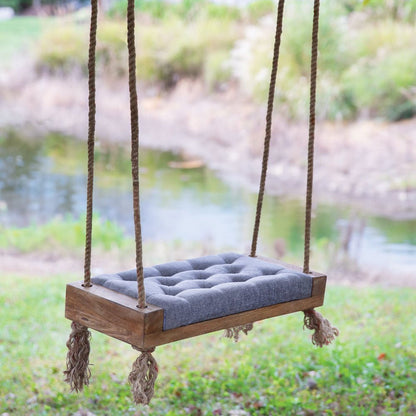 Comfort Crafted Padded Wooden Swing with Jute Rope Default Title