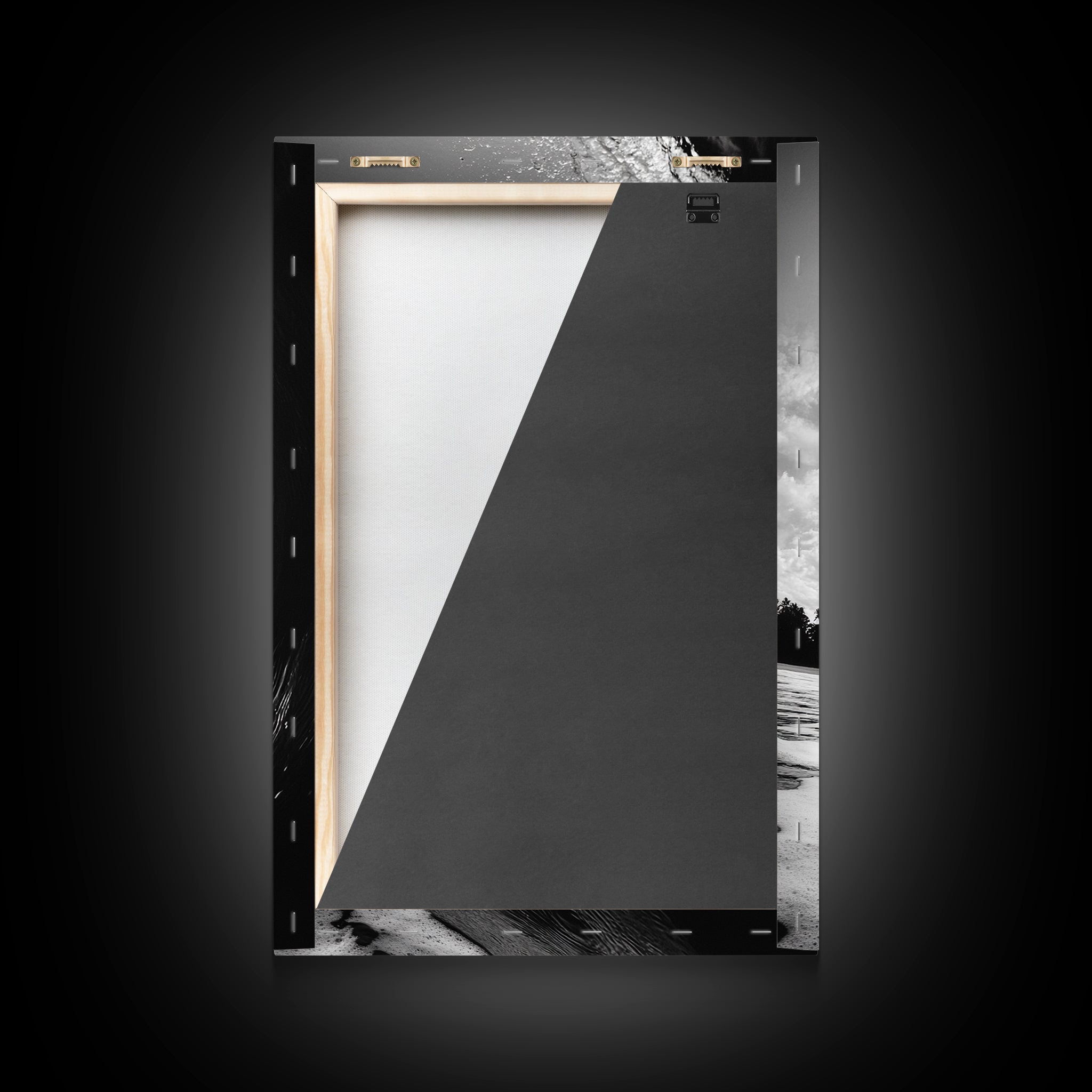 Ocean Wave Curl, Sea Barrel Art, Surf Power Print, Framed Canvas Print, Bathroom Wall Art, Modern Beach Decor, Black White Seascape