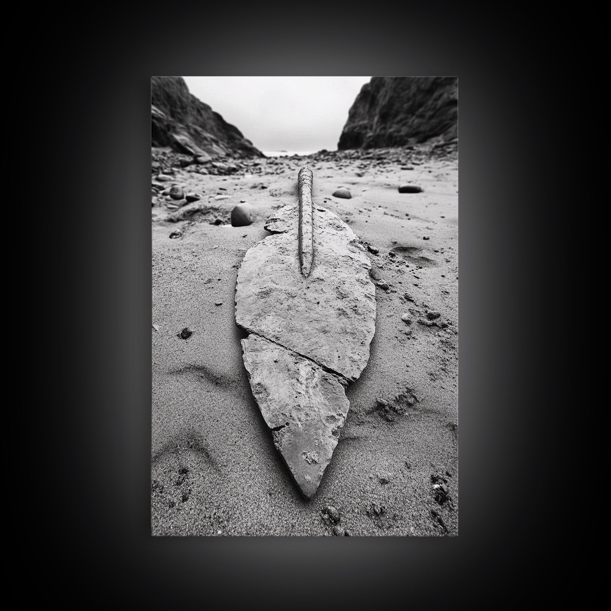 Fossil Rock Shore, Beach Minimalism, Sand Texture Art, Canvas Print, Coastal Wall Art, Natural History Decor, Abstract Earthy Art