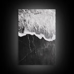 Wave Edge, Cracked Earth, Tide Meets Stone, Nature Contrast, Canvas Print, Abstract Ocean Art, Minimalist Wall Decor, Bathroom Artwork