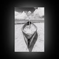 Paddle, Canoe, Beach, Clouds - Summer boating scene, Canvas Print, ideal bathroom or guestroom nautical art, rustic coastal boho wall decor