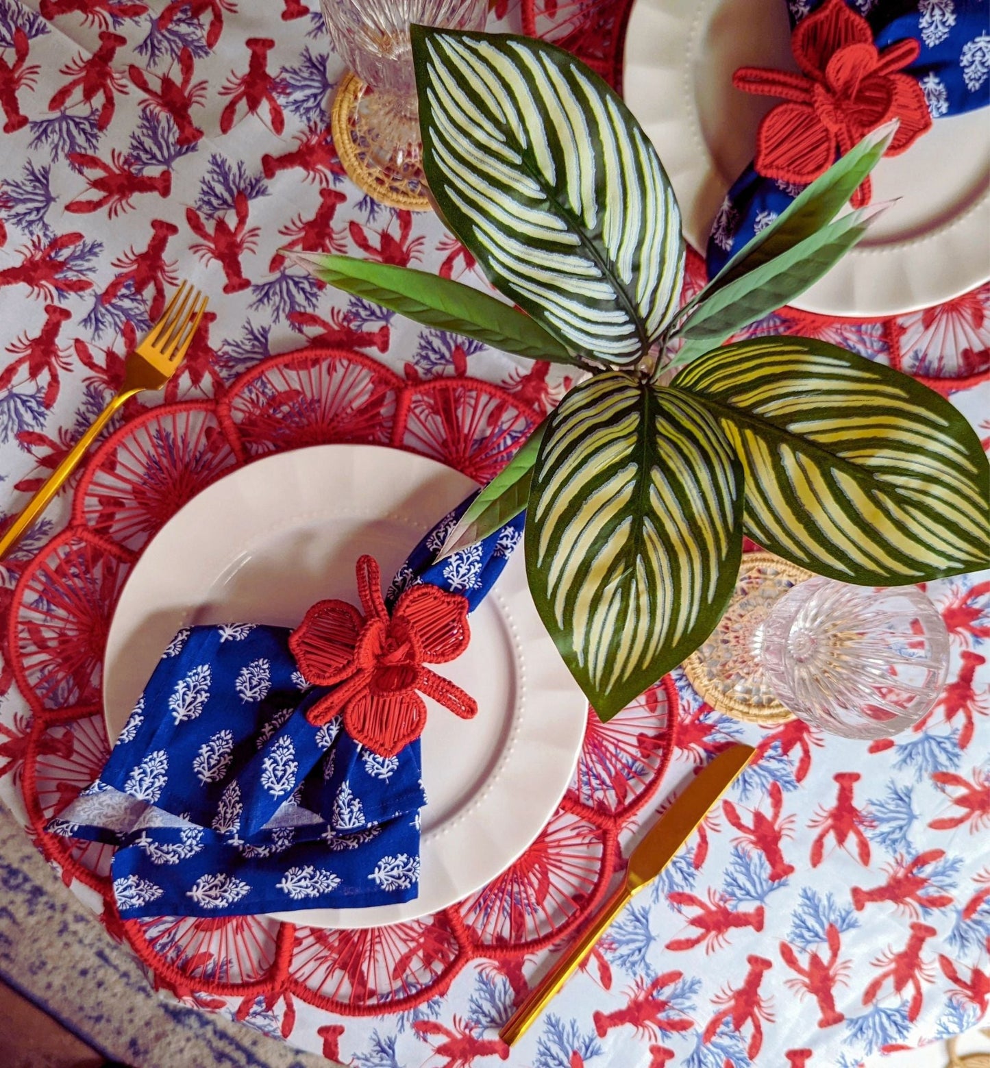 Orchid Handwoven Iraca Napkin Ring Solid Color (one solid color) Red
