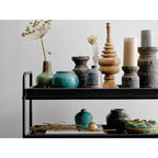 Green & Teal Reactive Glaze Volcano Finish Stoneware Vases