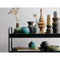 Green & Teal Reactive Glaze Volcano Finish Stoneware Vases
