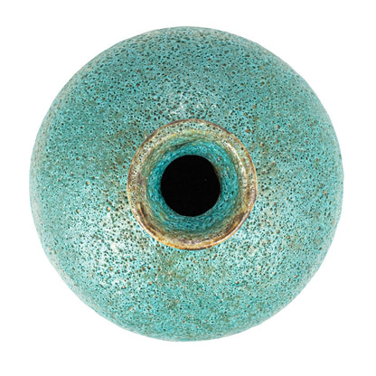 Green & Teal Reactive Glaze Volcano Finish Stoneware Vases