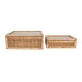 Woven Rattan Wood Display Boxes with Glass Lid | 2 Sizes