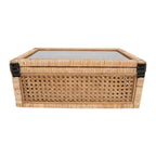 Woven Rattan Wood Display Boxes with Glass Lid | 2 Sizes